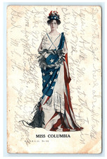 1907 Miss Columbia Patriotic Woman Early Postcard - Damaged picture