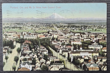 1909 Postcard Aerial City View Portland OR & Mt St Helens from Council Crest picture
