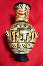 handmade Greek ceramic Attic funerary Dipylon amphora replica MADE IN ATHENS picture