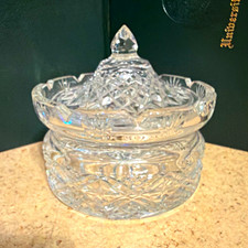 Waterford Samuel Miller Crystal Round Covered Butter Dish w/ Lid picture