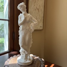 L. Toni Alabaster Sculpture Dancer With Finger To Chin Handmade Greece A. Canova picture