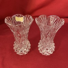 Pair Of Lead Crystal Bud Vases Toothpick Holders Made Western Germany W/Sticker picture