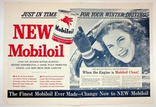 Vintage 1940s Mobiloil Advertisement Pegasus Winter Driving Car Oil Ad Ephemera picture