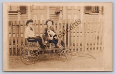 K63/ Interesting RPPC Postcard c1910 Children Fancy Cart Pet Dog 295 picture