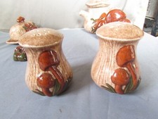 Vintage Ceramic Arnels Mushroom Large Salt And Pepper Shakers Cottagecore Shroom picture