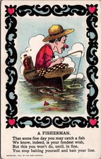 1907 The Rose Co. Humorous Fisherman Postcard - Vintage Comic Verse Art picture