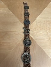 Vintage English Horse Brass Medallions Saddle Harness on Macrame Strap 1950’s picture