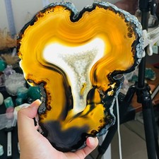 845g Natural Number 1 Pattern Banded Agate Slab Quartz Polished Slice Specimen picture