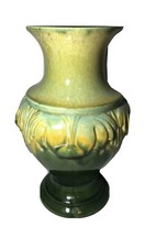 Vintage Royal Haeger Pottery VASE Deco Style Green Yellows Crazing Old Mcm picture