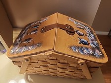 Vintage Kenyield Hand Painted Pie Carrier Picnic Basket 15,5x10x9