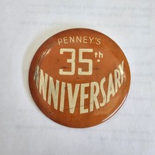 VINTAGE PinBack Button - JCPenney 35th Anniversary - 1937 - BIG Button 3.15