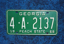 1968 GEORGIA License Plate picture