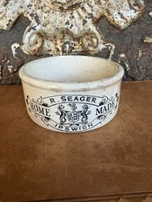 R. SEAGER  Home Made- Ipswich  Potted Meat-Antique English Advertising Pot c1900 picture