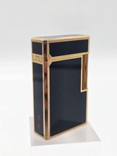 Vtg Long Authentic St Dupont Laque De Chine France Gold Plated Ligne 1 Lighter. picture