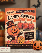 Candy Apples Halloween shelf sitter sign Vintage Style Autumn decor PL-148 picture