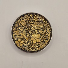 Vintage Midas Toledo Spain Damascene Miniature Trinket Dish 24k Gold Inlay Bird picture
