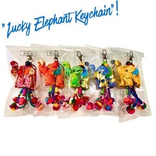 5x Handmade Thai Elephant Keychain Fabric Souvenir Boho Craft Gift Set ChiangMai picture