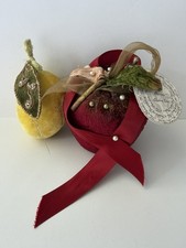 Rare Vintage 1990s Gianna Rose Velvet Apple Pin Cushion From The Garden Tagged picture