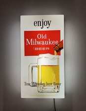 VTG 1960 Old Milwaukee Beer Lighted Sign Schlitz Brewing 20.5x11 Rare Works picture