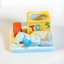 Vintage 1986 Ellen Ashton Baby Block Candle Holder Figurine Pastel Nursery Toys picture
