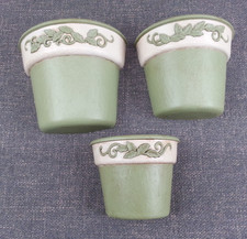 Home Interiors 3 Piece Vintage Wall Pockets Plastic Green picture