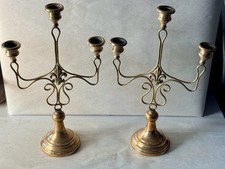 Pair of Vintage Candlesticks Fleur de Lis Design Copper picture