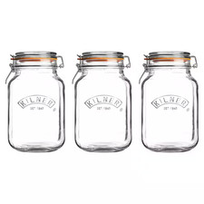 Clip Top Glass Square Clip Top Jar 68 Oz. - (Set of 3) picture