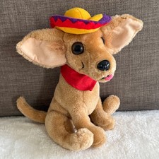 Vintage Nanco Chihuahua Plush Dog Sombrero 1998 Tan Stuffed Animal Toy 9 inch. picture