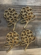 VTG Homco 4 Faux Wicker Rattan Wood Grain Flowers 1978 Wall Hanging Decor 7560 picture