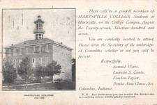 RARE COLUMBUS IN Indiana HARTSVILLE COLLEGE REUNION INVITATION 1907 Postcard picture