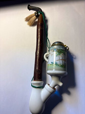 Antique German Porcelain Jägerpfeife Tobacco Pipe - Bavarian Hunting Scene picture