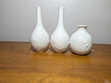 Vtg Kaiser White Bisque Porcelain Bud Vases Floral Rose  bundle lot picture