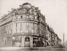 Paris Splendide Hotel Vendome Column Street Scene Architecture Vtg. Photo 19thC. picture