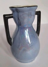 Czechoslovakian VTG Lustreware Ceramic Blue Vase 5.5