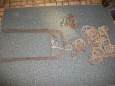 Antique James Way Jamesway Barn Hay Trolley Cast Iron Pulley COMPLETE SYSTEM picture