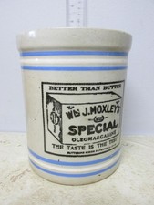 Antique Wm J. MOXLEY'S OLEOMARGARINE Vintage Stoneware Crock Butter Margarine picture
