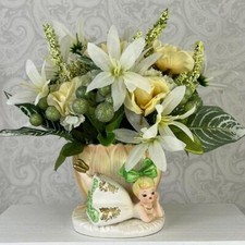 Vtg Inarco Japan Big Bow Green Bloomer Girl Figurine Daisy Planter Vase E-1682 picture