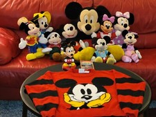 Vintage Mickey & Minnie Mouse Plush Toys, Mickey Mouse Sweater (Lot Of 13) picture