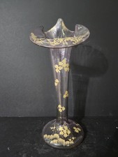 Antique French Gold Gilt Lt Lavender/pink Jack In The Pulpit Vase Art Nouveau... picture
