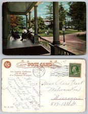 1910 Los Angeles CA Porch Scene, Winter in California Postcard picture