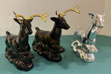 2 Vintage Avon Ten Point Buck After Shave Bottle & 1 Silver Deer After Shave picture