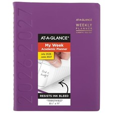 AT-A-GLANCE 2026-2027 Academic Planner Weekly Monthly 8.25x11 Purple Half-Hourly picture