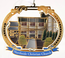 NORTHSIDE CHRISTIAN CHURCH ORNAMENT NEW ALBANY INDIANA PAINTED BRASS LASER CUT picture