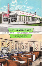 Route Hwy Highway 66 Pig Stand Cafe Albuquerque New Mexico Vtg Postcard I2 picture