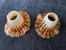 Vintage Pair of Peach Opalescent Carnival Glass Tulip Shades - Dugan or Fenton? picture