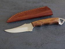 7” Fixed Blade Knife Full Tang Wood Handle Custom Leather Sheath Handmade Mini picture