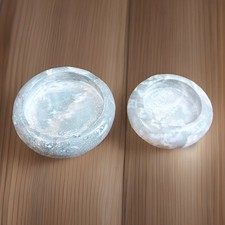 Pottery Collectible Planter Pot Low Shallow Bowl  Marble China Set Of 2 picture