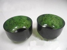 2-Pack Chinese Natural Exquisite Hand-Carved China Jade Bowl picture