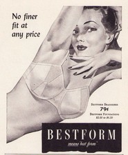 VINTAGE 1940's BESTFORM BRASSIERE PINUP GIRL AD PAGE BRA ART PRINT SEE PHOTO GGA picture