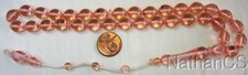 Prayer Beads Tesbih 33 Pink Turkish Amber Catalin Superior Carving Collector's picture